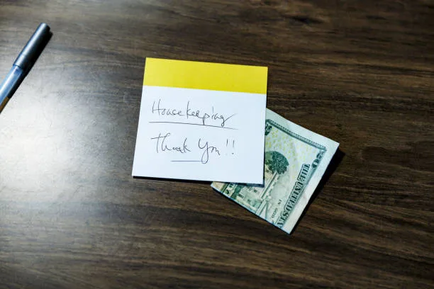 Regular house cleaning payment with thank you note